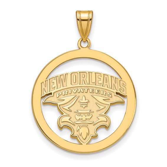 SS w/GP University of New Orleans XL Pendant in Circle