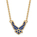 Sterling Silver Gold-plated LogoArt U.S. Air Force Large Enameled Pendant 18 inch Necklace