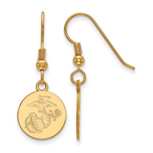 Gold Plated SS U.S. Marine Corps Disc Dangle Earrings