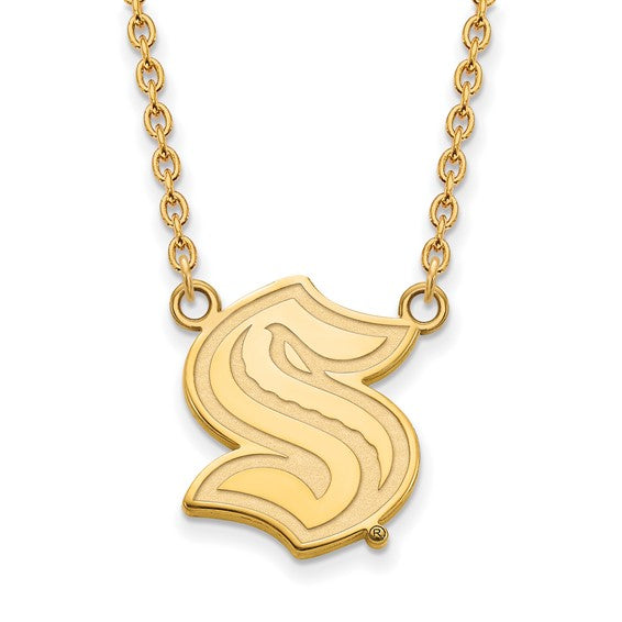 14k Gold NHL LogoArt Seattle Kraken Large Pendant Necklace