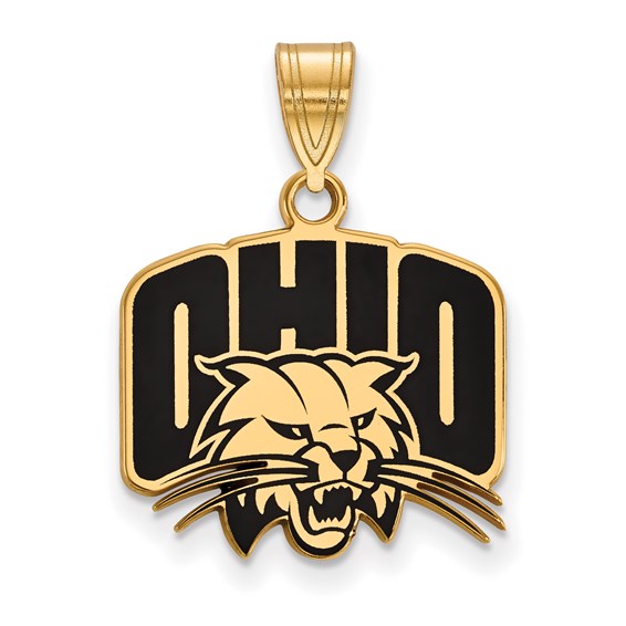 SS w/GP Ohio University Medium Enamel Logo Pendant