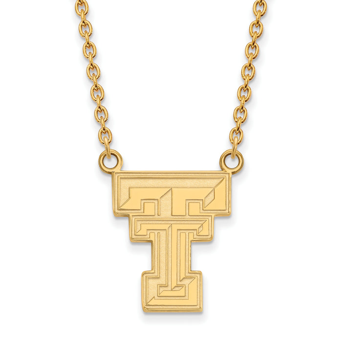 10k Gold LogoArt Texas Tech University T-T Large Pendant 18 inch Necklace