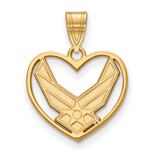 Sterling Silver Gold-plated LogoArt U.S. Air Force Heart Pendant