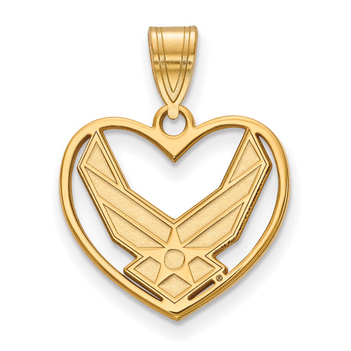 14k Gold LogoArt U.S. Air Force Heart Pendant
