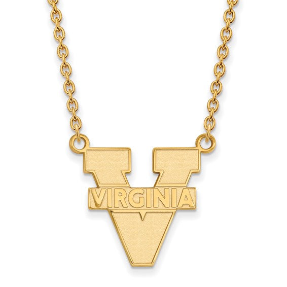 SS w/GP University of Virginia Large Text Logo Pendant w/Necklace