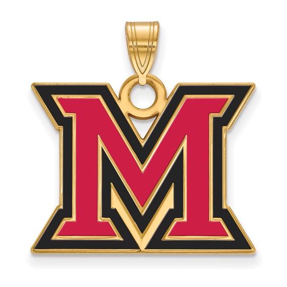 SS w/GP Miami University Large Enamel Logo Pendant