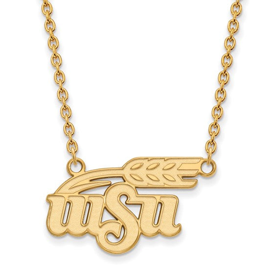 10ky Wichita State University W-S-U Large Pendant 18 inch Necklace