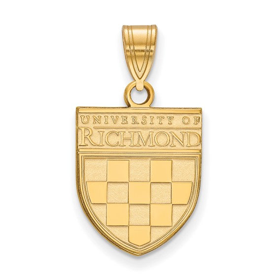 Gold Plated University of Richmond  Medium Shield Pendant