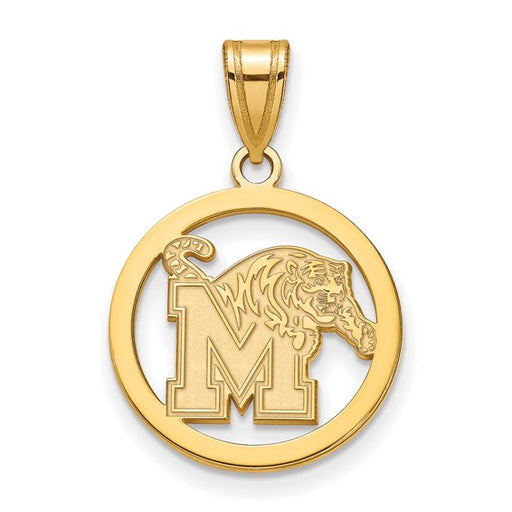 SS w/GP University of Memphis Medium Pendant in Circle