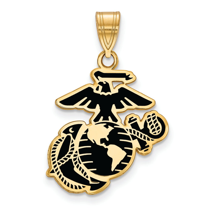 Gold Plated SS Large U.S. Marine Corps Epoxied Pendant