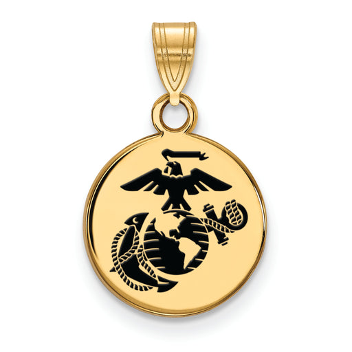 Gold Plated SS Small U.S. Marine Corps Epoxied Disc Pendant