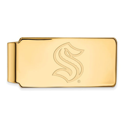 Sterling Silver Gold-plated NHL LogoArt Seattle Kraken Money Clip