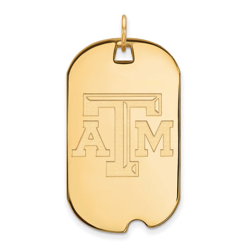 SS w/GP Texas A and M University Large Dog Tag Pendant