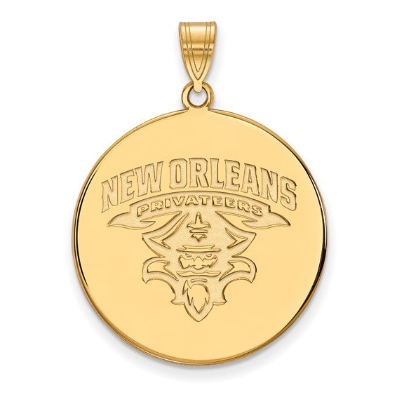 SS w/GP University of New Orleans XL Disc Pendant