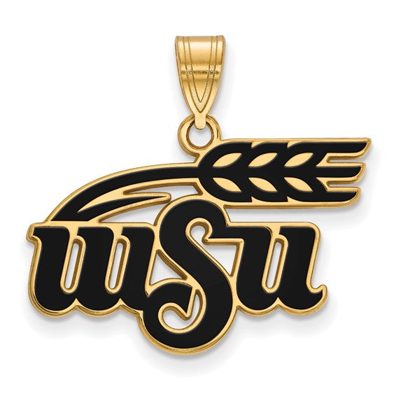 SS w/GP Wichita State University W-S-U Large Enameled Pendant