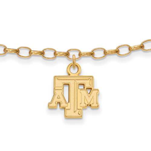 SS w/GP Texas A and M University T-A-M 9 inch Anklet