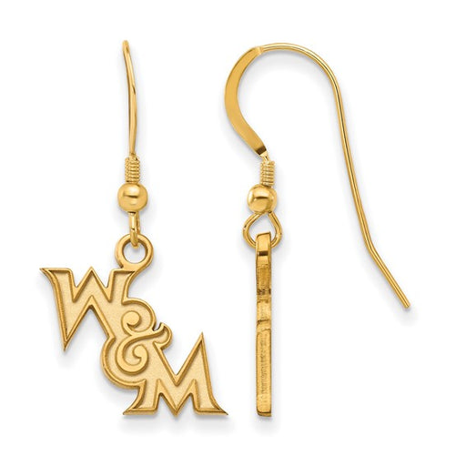 SS w/GP College of William and Mary XS Dangle Wire Earrings