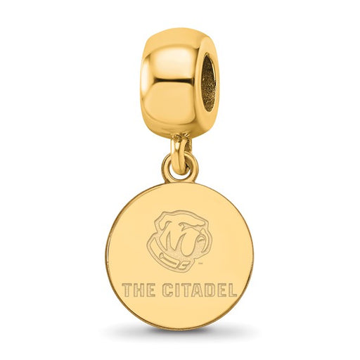 SS w/GP LogoArt The Citadel Small Bulldog Logo Dangle Bead