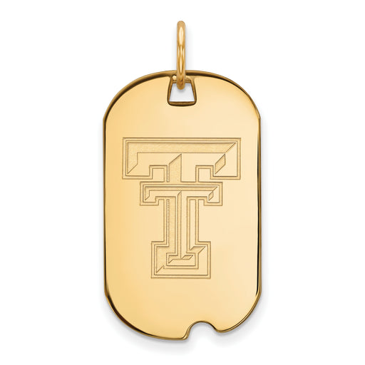 10k Gold LogoArt Texas Tech University T-T Small Dog Tag Pendant