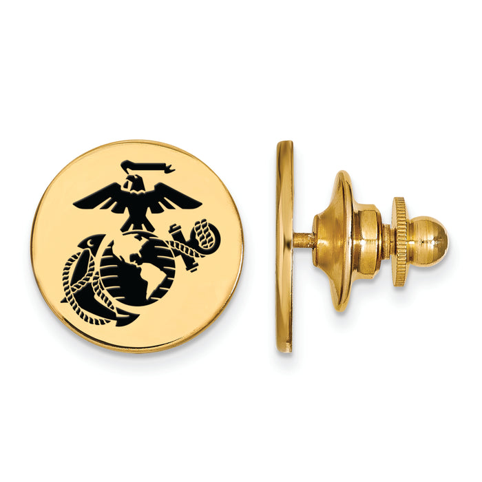 Gold Plated SS U.S. Marine Corps Epoxied  Disc Lapel Pin