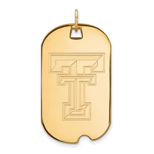 10k Gold LogoArt Texas Tech University T-T Large Dog Tag Pendant