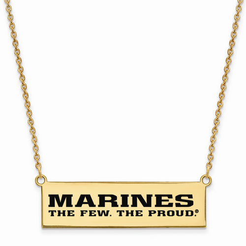 Gold Plated SS U.S. Marine Corps Epoxied The Few. The Proud. Bar Necklace