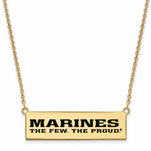 Gold Plated SS U.S. Marine Corps Epoxied The Few. The Proud. Bar Necklace