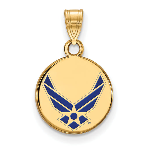 14k Gold LogoArt U.S. Air Force Small Enamel Disc Pendant