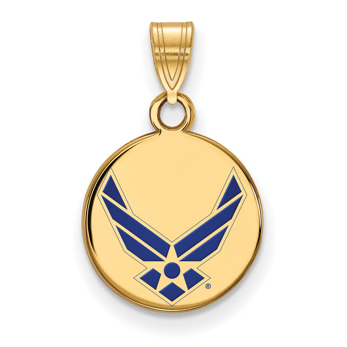 14k Gold LogoArt U.S. Air Force Small Enamel Disc Pendant