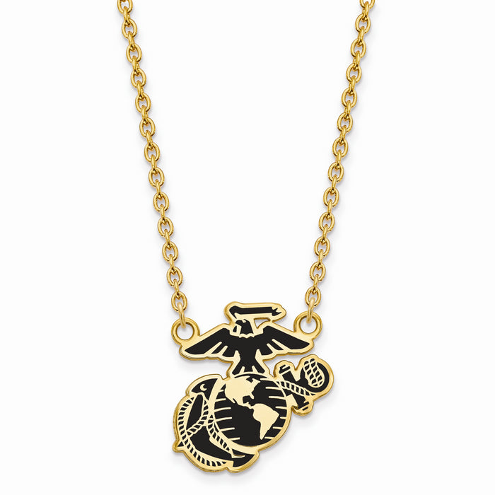 Gold Plated SS U.S. Marine Corps Epoxied Split Chain Pendant