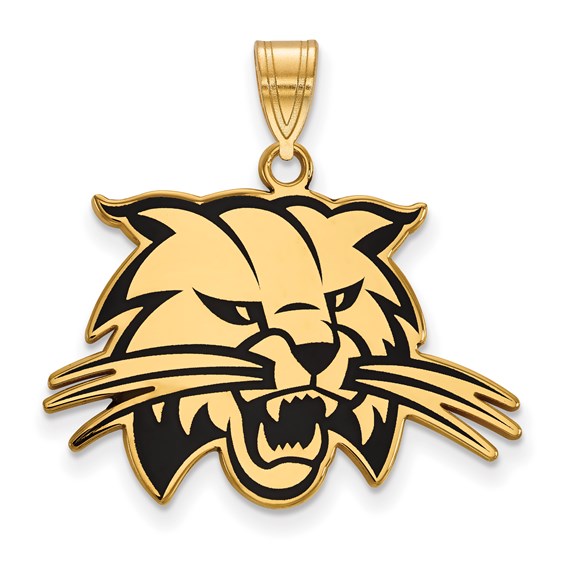 SS w/GP Ohio University Large Enamel Bobcat Pendant