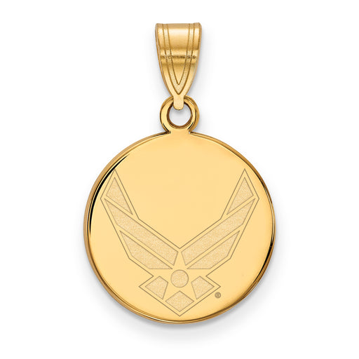 14k Gold LogoArt U.S. Air Force Medium Disc Pendant