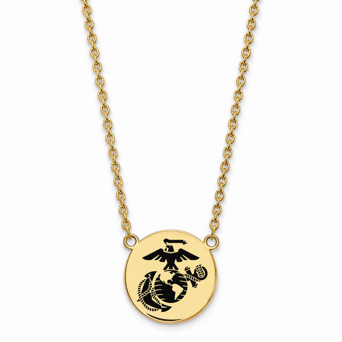 Gold Plated SS U.S. Marine Corps Epoxied Split Chain Disc Pendant