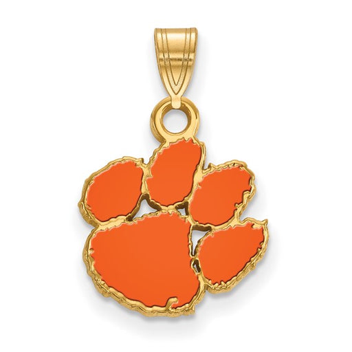 SS w/GP Clemson University Small Enamel Pendant