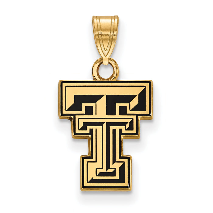 Sterling Silver Gold-plated LogoArt Texas Tech University T-T Small Enameled Pendant