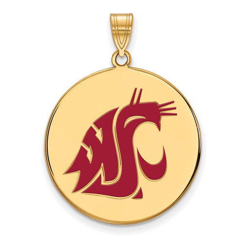  SS w/GP Washington State University Cougar XL Enameled Disc Pendant