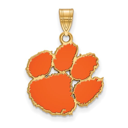 SS w/GP Clemson University Large Enamel Pendant