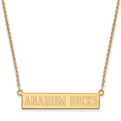 Gold-plated NHL LogoArt Anaheim Ducks Small Bar 18 inch Necklace