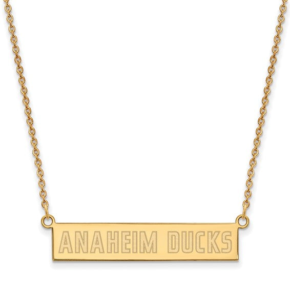 Gold-plated NHL Anaheim Ducks Small Bar 18 inch Necklace
