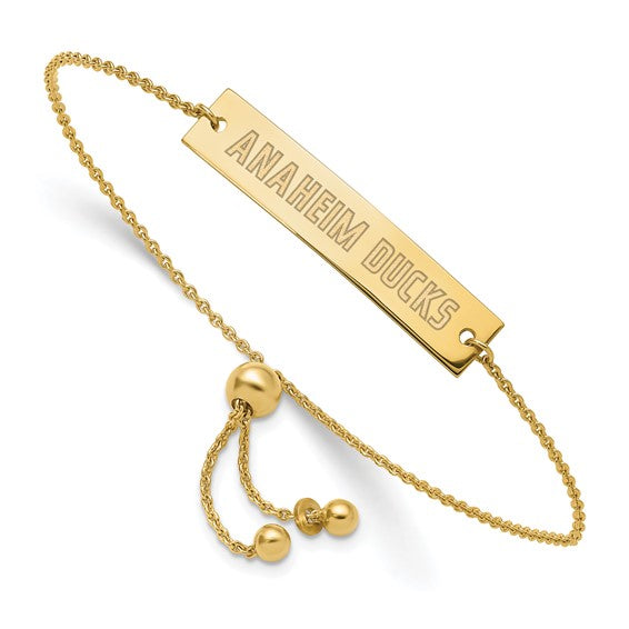 Gold-plated NHL Anaheim Ducks Small Bar Adjustable 9 inch Bracelet