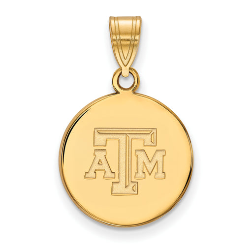 10ky Texas A and M University T-A-M Medium Disc Pendant