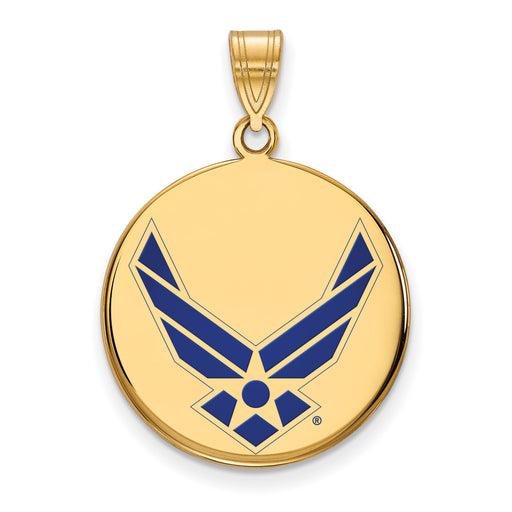 14k Gold LogoArt U.S. Air Force Large Enamel Disc Pendant