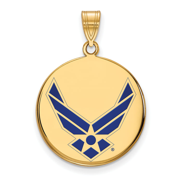 14k Gold LogoArt U.S. Air Force Large Enamel Disc Pendant