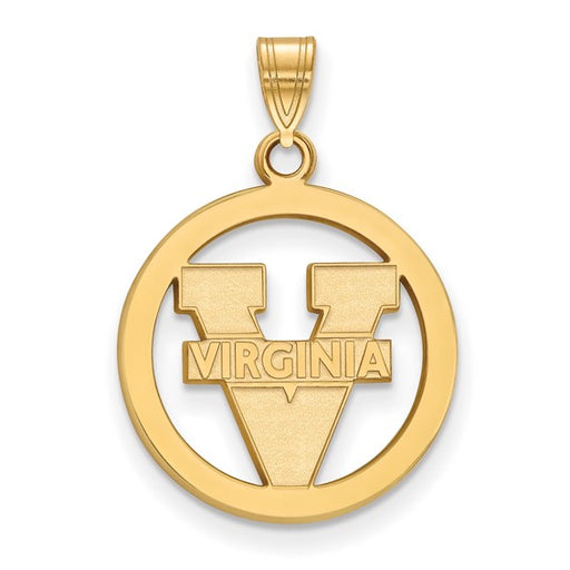 SS w/GP University of Virginia Sm Text Logo Pendant in Circle