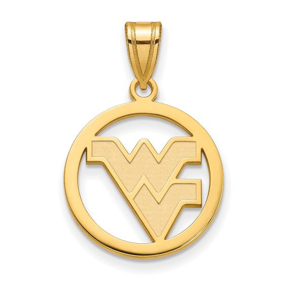 SS w/GP West Virginia University Medium Pendant in Circle