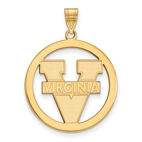 SS w/GP University of Virginia L Text Logo Pendant in Circle