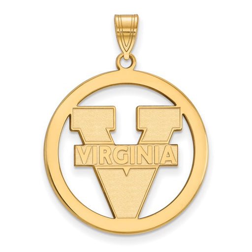 SS w/GP University of Virginia L Text Logo Pendant in Circle