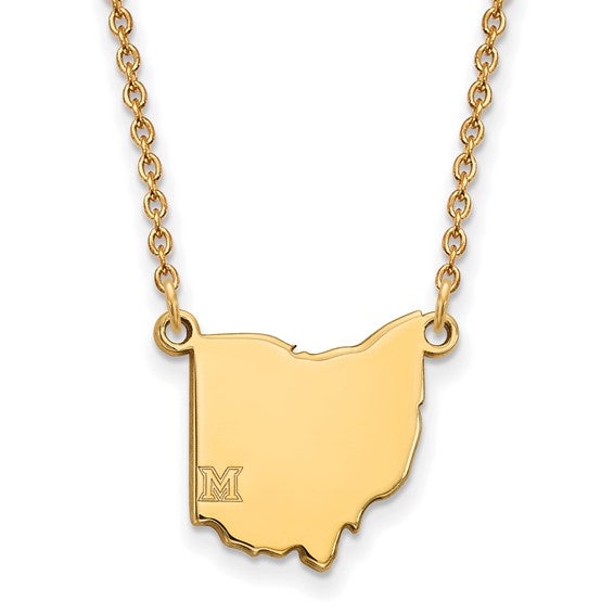 SS w/GP Miami University Ohio Shape Necklace