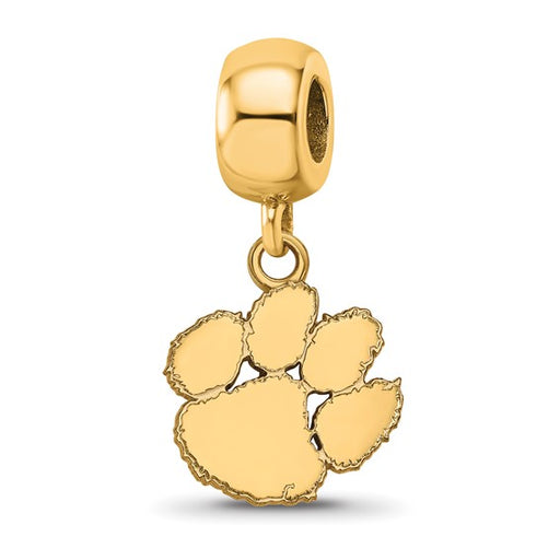 SS w/GP Clemson University Tiger Paw Small Dangle Bead Charm