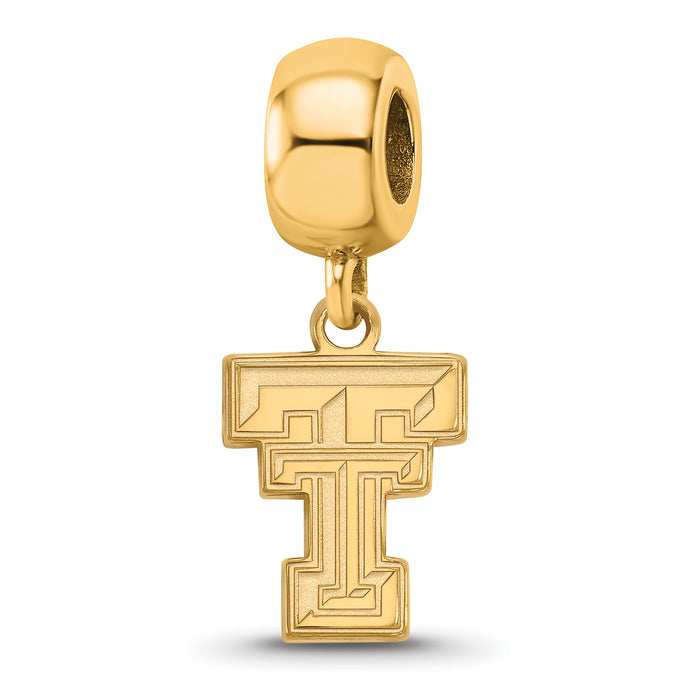 Sterling Silver Gold-plated LogoArt Texas Tech University T-T Small Dangle Bead Charm